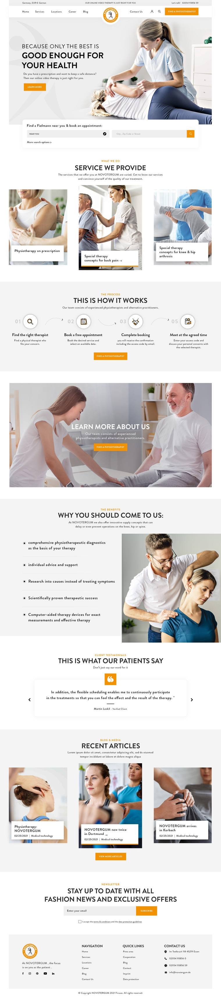 Physio Health Clinic project screenshot